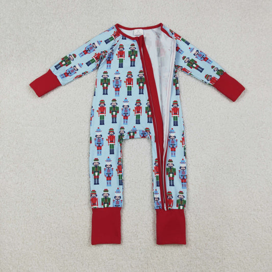 LR2599 Christmas Nutcracker Red Zipper Long Sleeve Boys Romper 202509 RTS