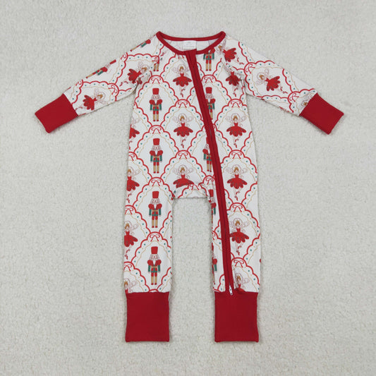 LR2633 Christmas Nutcracker Red Zipper Long Sleeve Girls Romper 202510 RTS