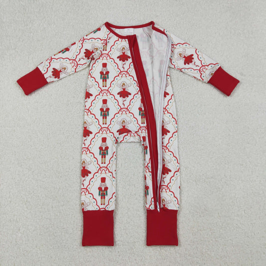 LR2633 Christmas Nutcracker Red Zipper Long Sleeve Girls Romper 202510 RTS