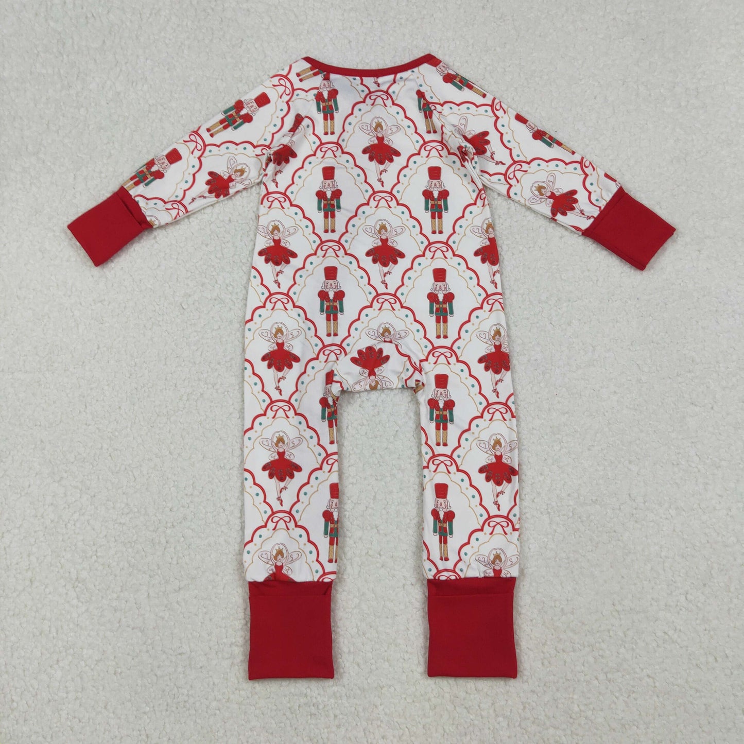 LR2633 Christmas Nutcracker Red Zipper Long Sleeve Girls Romper 202510 RTS