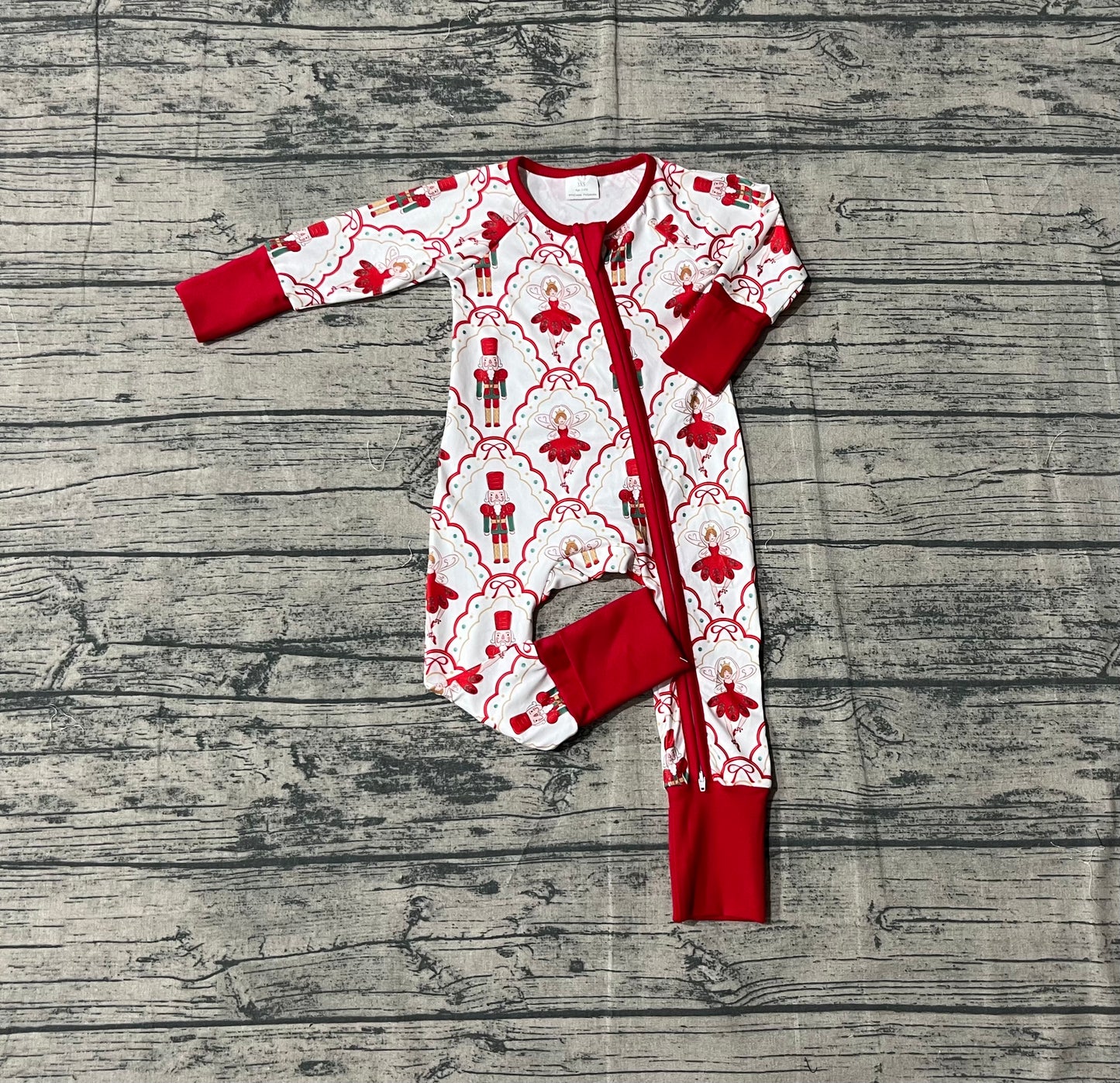 LR2633 Christmas Nutcracker Red Zipper Long Sleeve Girls Romper 202510 RTS