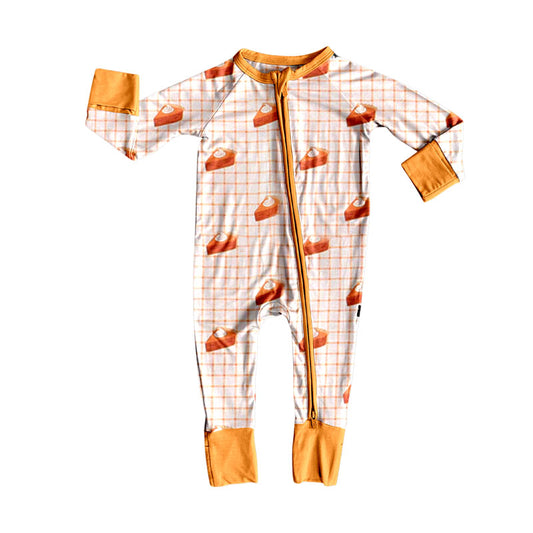 MOQ 8 Preorder LR2639 Halloween Candy Orange Zipper Long Sleeve Boys Romper 202509