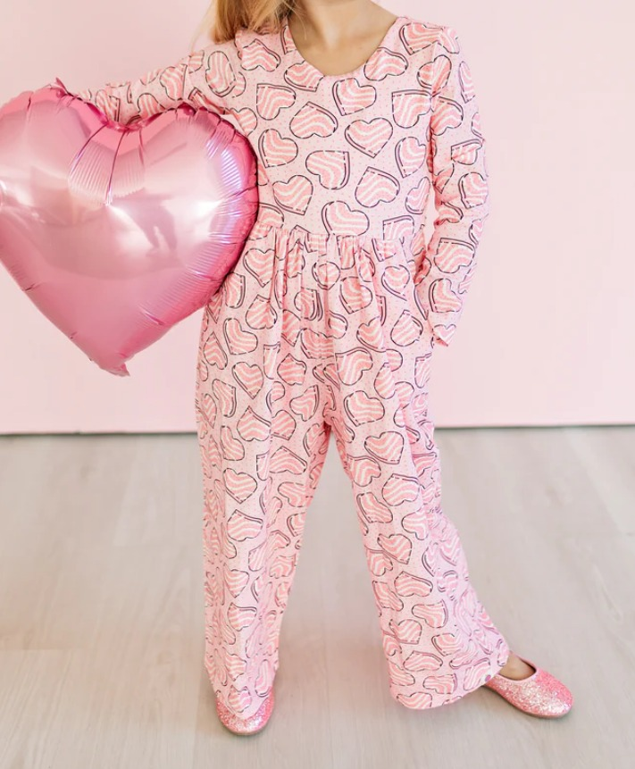 MOQ 8 Preorder LR2680 Valentine's Day Love Pattern Pink Long Sleeve Girls Romper 202509