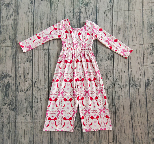 NO MOQ preorder LR2713 Valentine’s Day Love Bows Flower Long Sleeve Girls Overalls Jumpsuit 202511