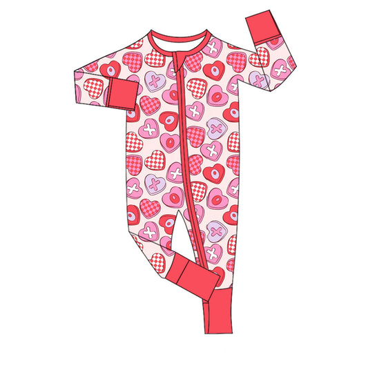 MOQ 8 Preorder LR2715 Valentine’s Day Love Zipper Long Sleeve Girls Romper 202509
