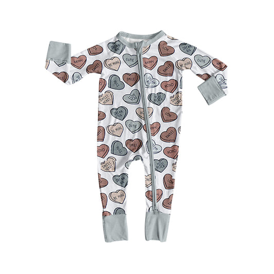 MOQ 8 Preorder LR2722 Valentine’s Day Love Zipper Long Sleeve Girls Romper 202509