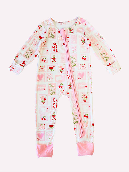 MOQ 8 Preorder LR2750 Valentine’s Day Flower Love Bows Pink Long-Sleeved Girls Romper 202510
