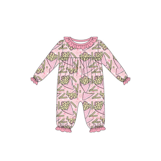 MOQ 8 Preorder LR2760 Fries Pink Ruffle Long-Sleeved Girls Romper 202510