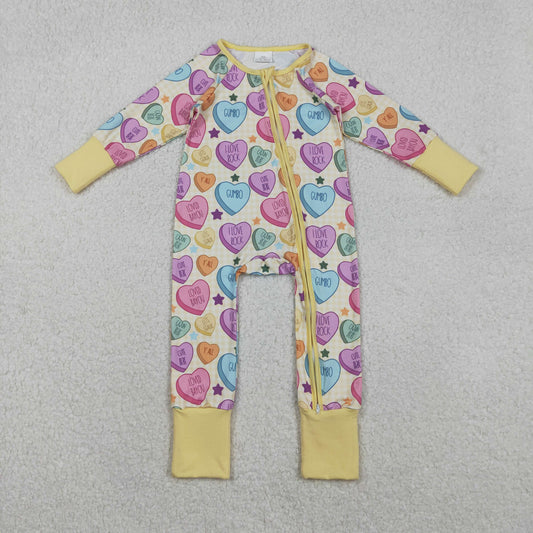 LR2778 Valentine's Day Yellow Long-Sleeved Girls Romper 202511 RTS