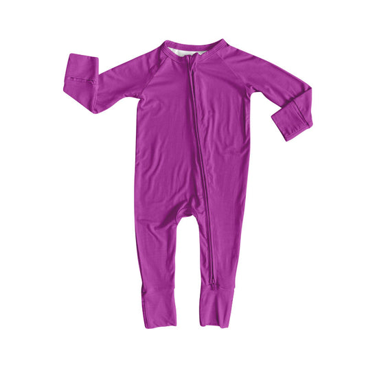 MOQ 5 preorder LR2801 Solid Purple Zipper Long-Sleeved Baby Romper 202510