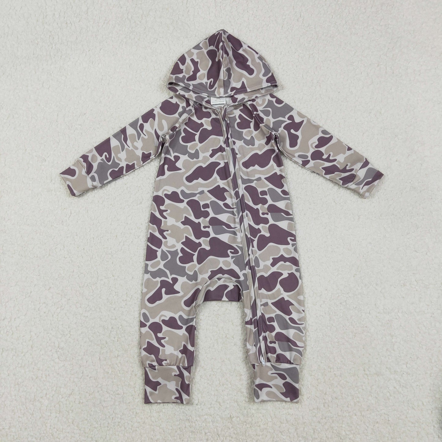 LR2811 Cool Boy Gray Green Camouflage Hooded Zipper Long-Sleeved Romper 202511 RTS
