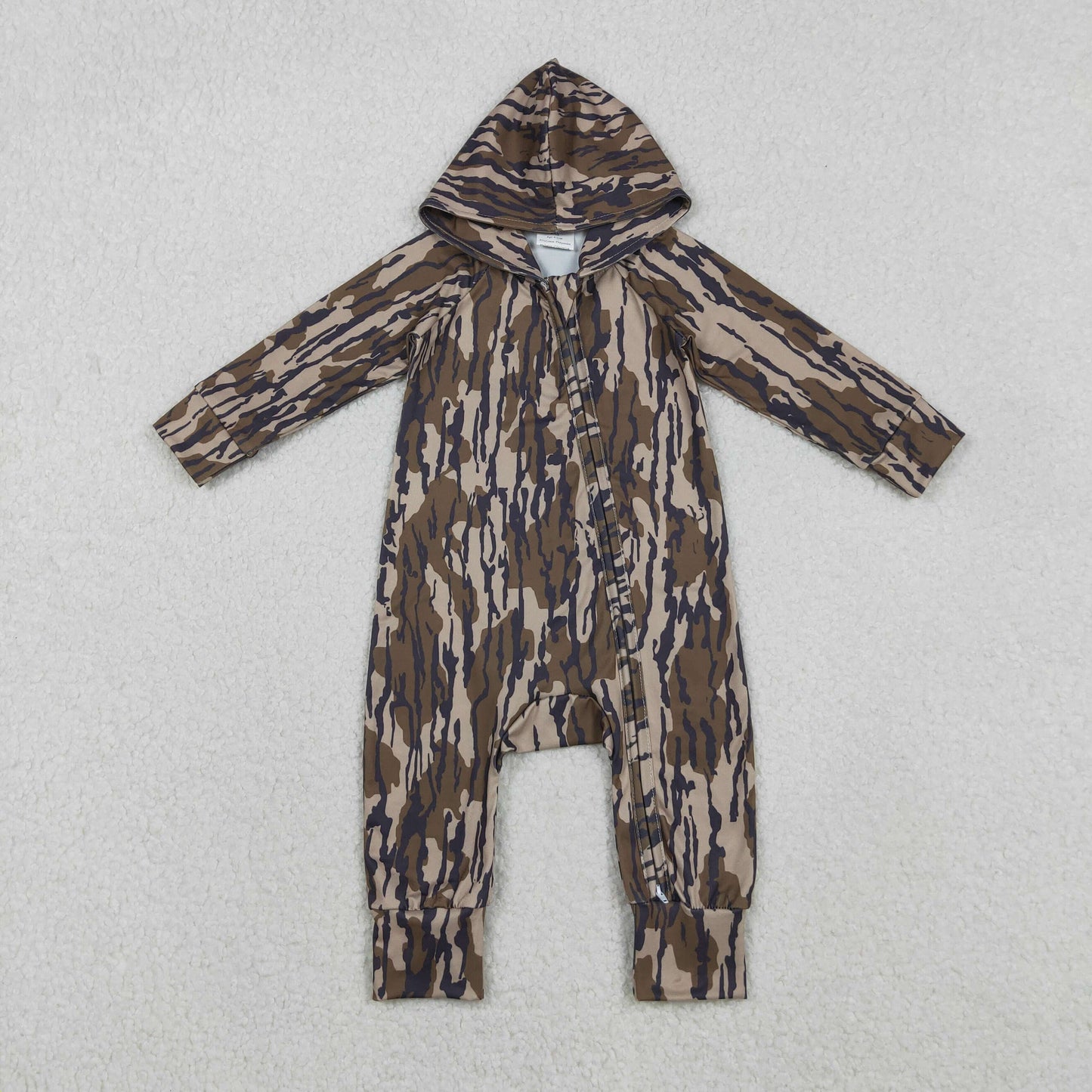LR2814 Cool Boy Army Green Camouflage Hooded Zipper Long-Sleeved Romper 202511 RTS