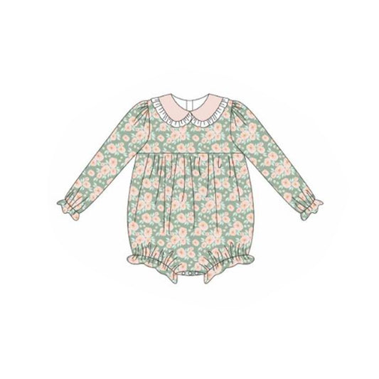 MOQ 5 preorder LR2821 Flower Ruffle Doll Collar Long-Sleeved Girls Bubble Romper 202510