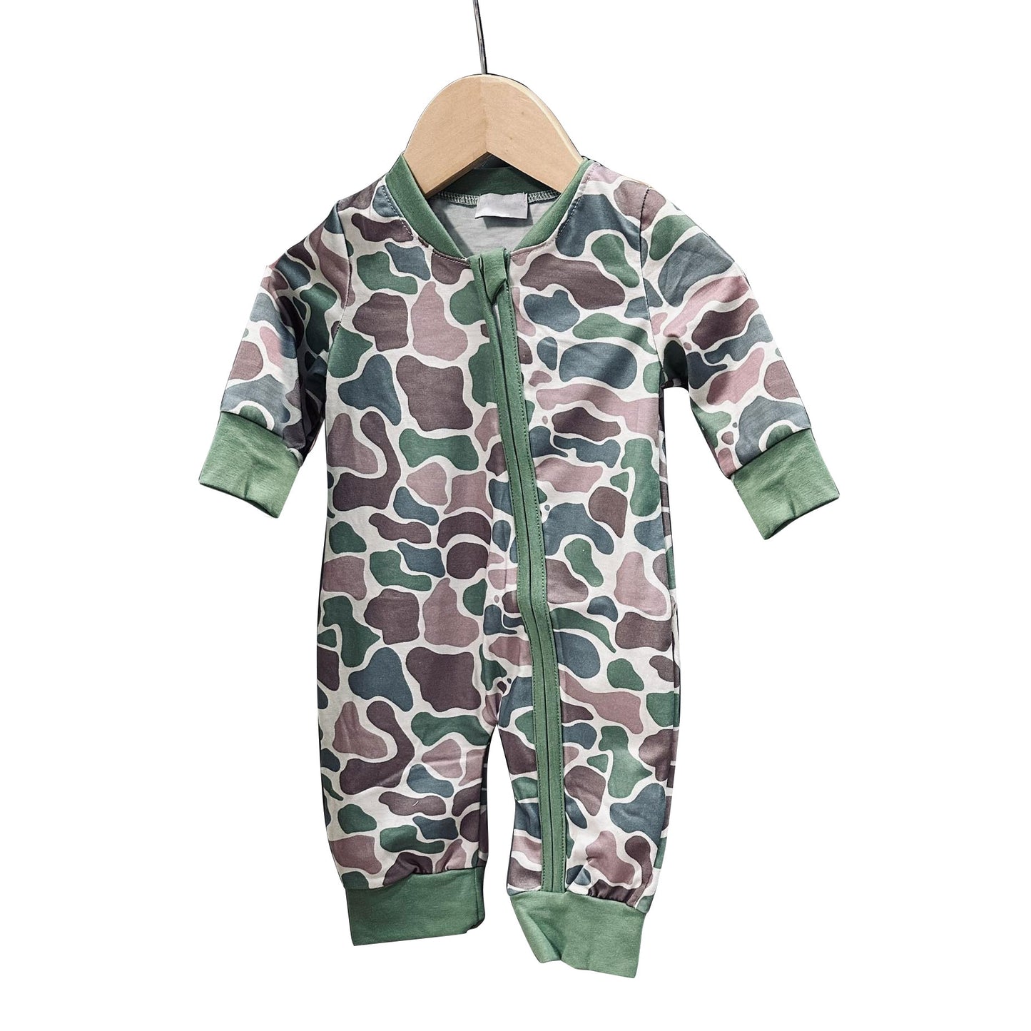 MOQ 5 preorder LR2830 Green Camouflage Zip Long-Sleeved Boys Romper 202510