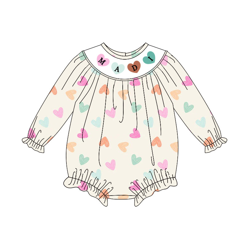 MOQ 5 preorder LR2841 MADI Colored Love Long-Sleeved Girls Bubble Romper 202510