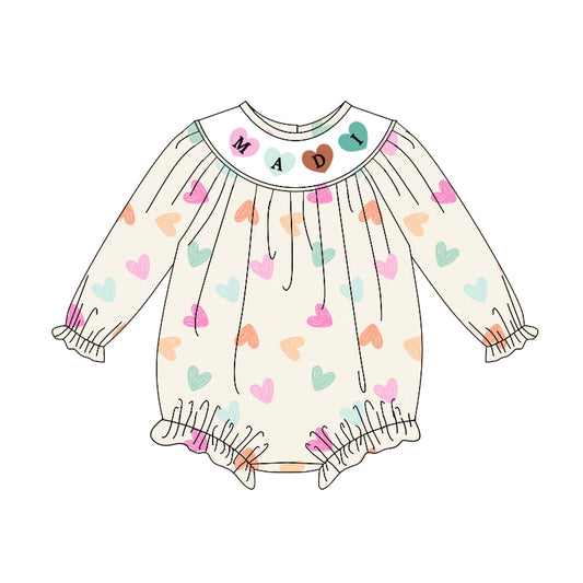 MOQ 5 preorder LR2841 MADI Colored Love Long-Sleeved Girls Bubble Romper 202510