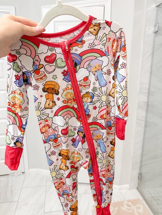 MOQ 5 preorder LR2852 Valentine's Day Cartoon Rainbow Red Zipper Long-Sleeved Girls Romper 202510