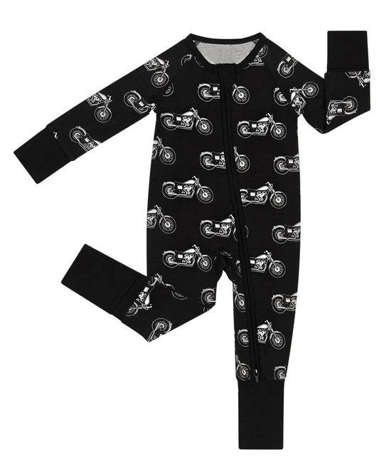 MOQ 5 preorder LR2857 Motorcycles Black Zipper Long-Sleeved Boys Romper 202510