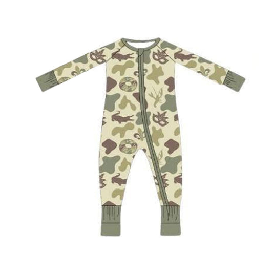 MOQ 5 preorder LR2865 Mardi Gras Gray Green Zipper Long-Sleeved Boys Romper 202510