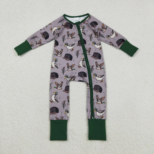 LR2886 Duck Hunting Dark Green Gray Long-Sleeved Boys Romper 202512 RTS