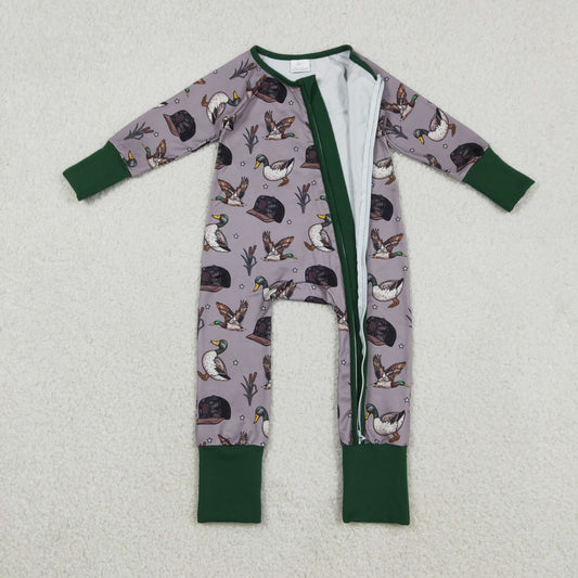 LR2886 Duck Hunting Dark Green Gray Long-Sleeved Boys Romper 202512 RTS