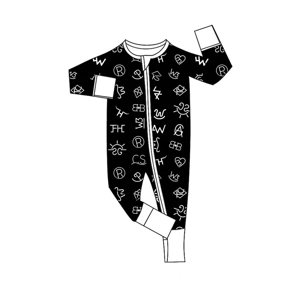 MOQ 5 PCS preorder LR2913 Character Black White Zip Long-Sleeved Boys Romper 202511