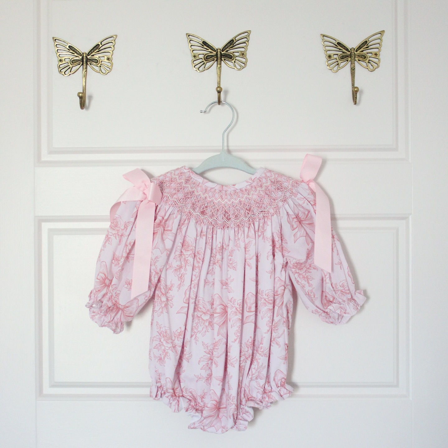 MOQ 5 PCS preorder LR2932 Bows Flower Pink Long-Sleeved Girls Bubble Romper 202511