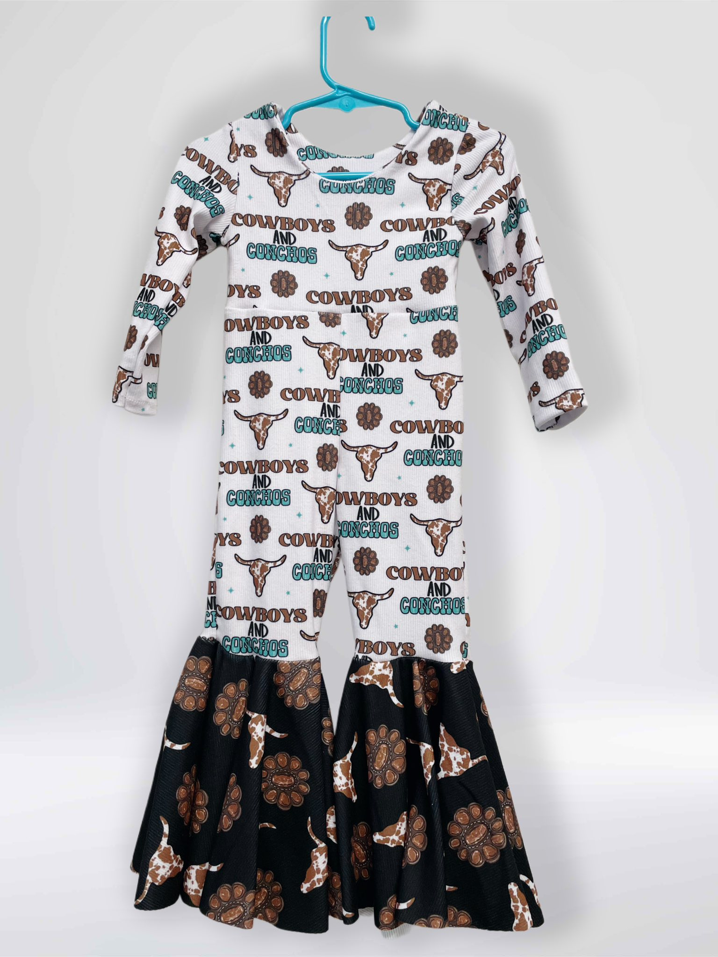 MOQ 5 PCS preorder LR2970 Cowboys Conchos Gemstone Highland Cow Long Sleeve Girls Overalls Jumpsuit 202512