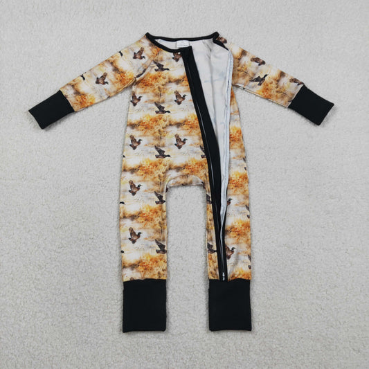 LR2986 Duck Hunting Black Zip Long-Sleeved Boys Romper 202602 RTS