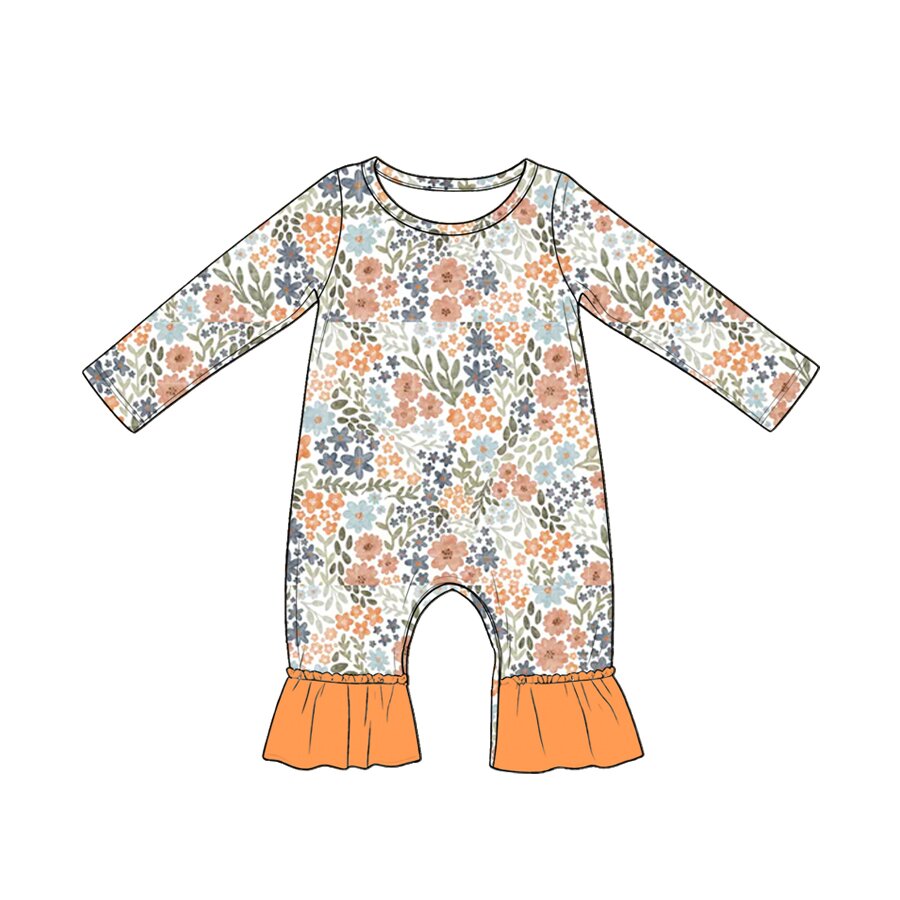 MOQ 5 PCS preorder LR3027 Flower Leaf Long Sleeve Girls Romper 202604