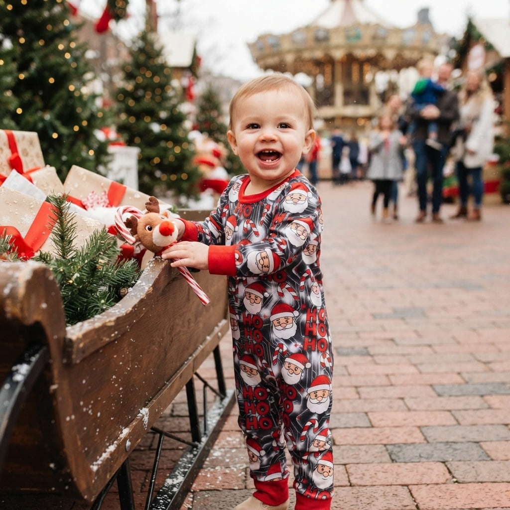 LR3162 Christmas Santa HOHOHO Baby Boys Romper