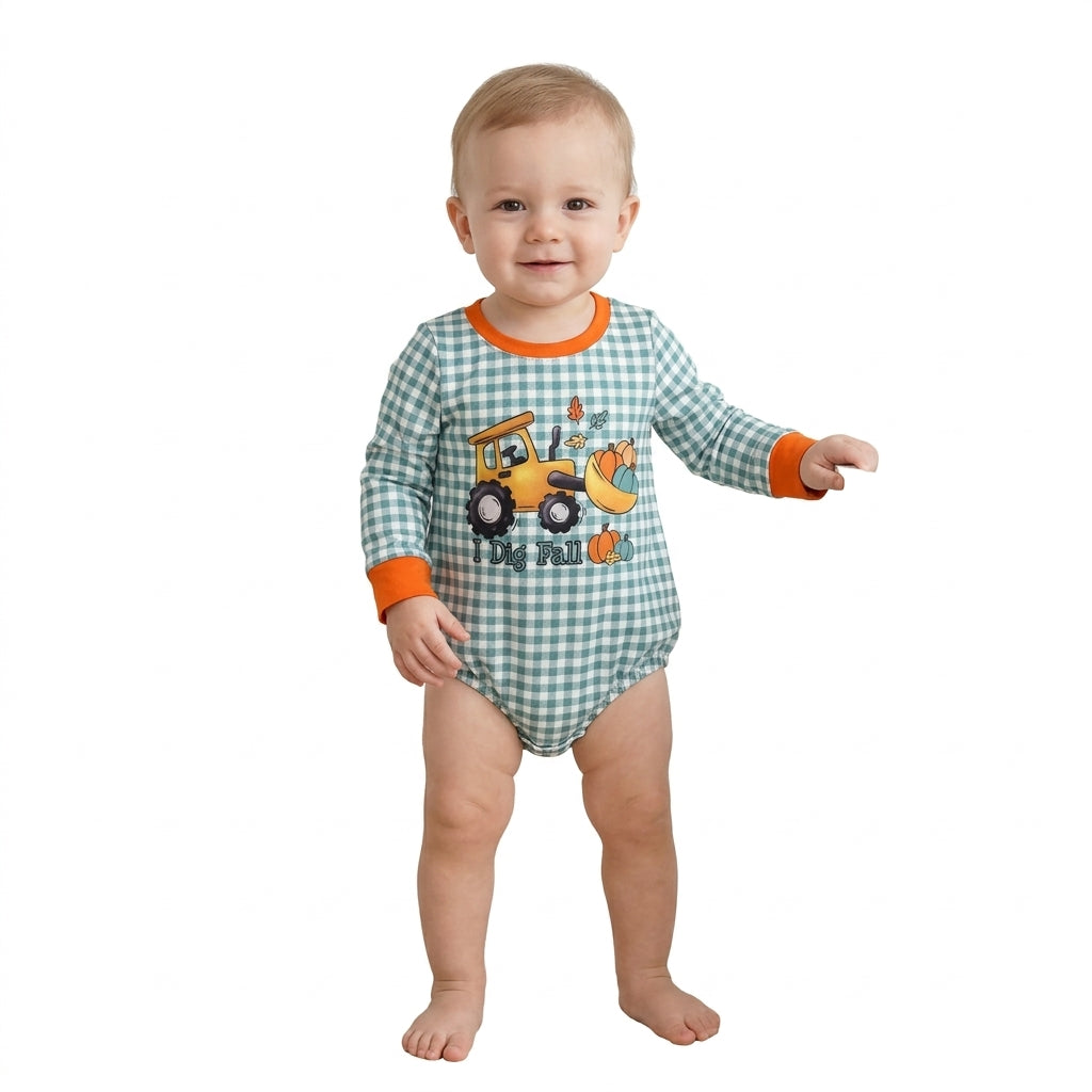 I Dig Fall Pumpkin Plaid Kids Matching Clothes