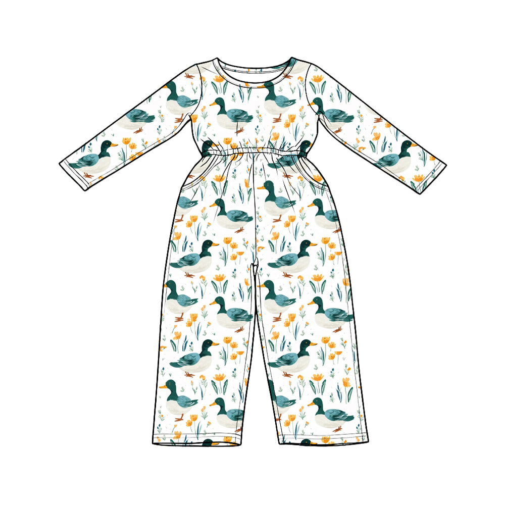 Preorder MOQ 5 pcs Each Style Mallard Ducks Girl's Jumpsuit & Scallop Edge Set Kids Matching Clothes 202609