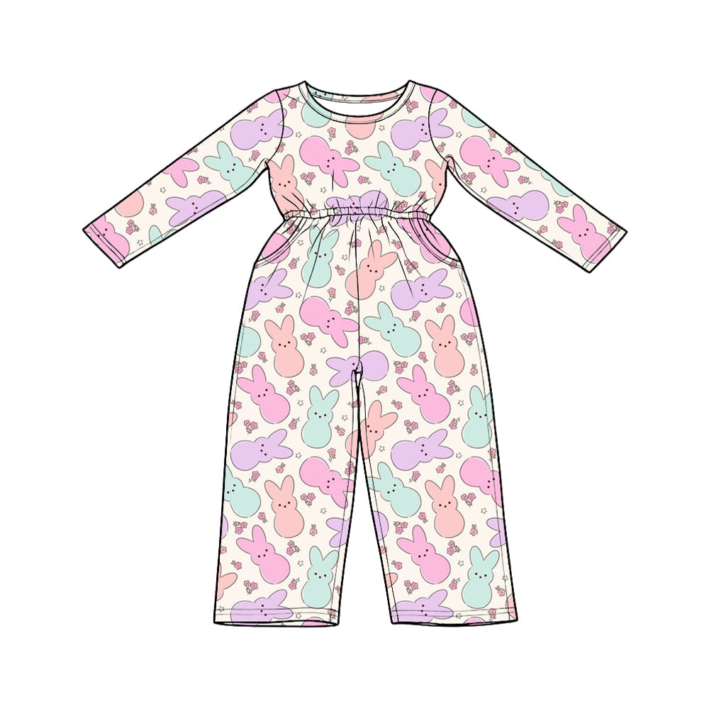 Preorder MOQ 5 pcs Each Style Easter Bunny Girl's Jumpsuit & Scallop Edge Set Kids Matching Clothes 202609