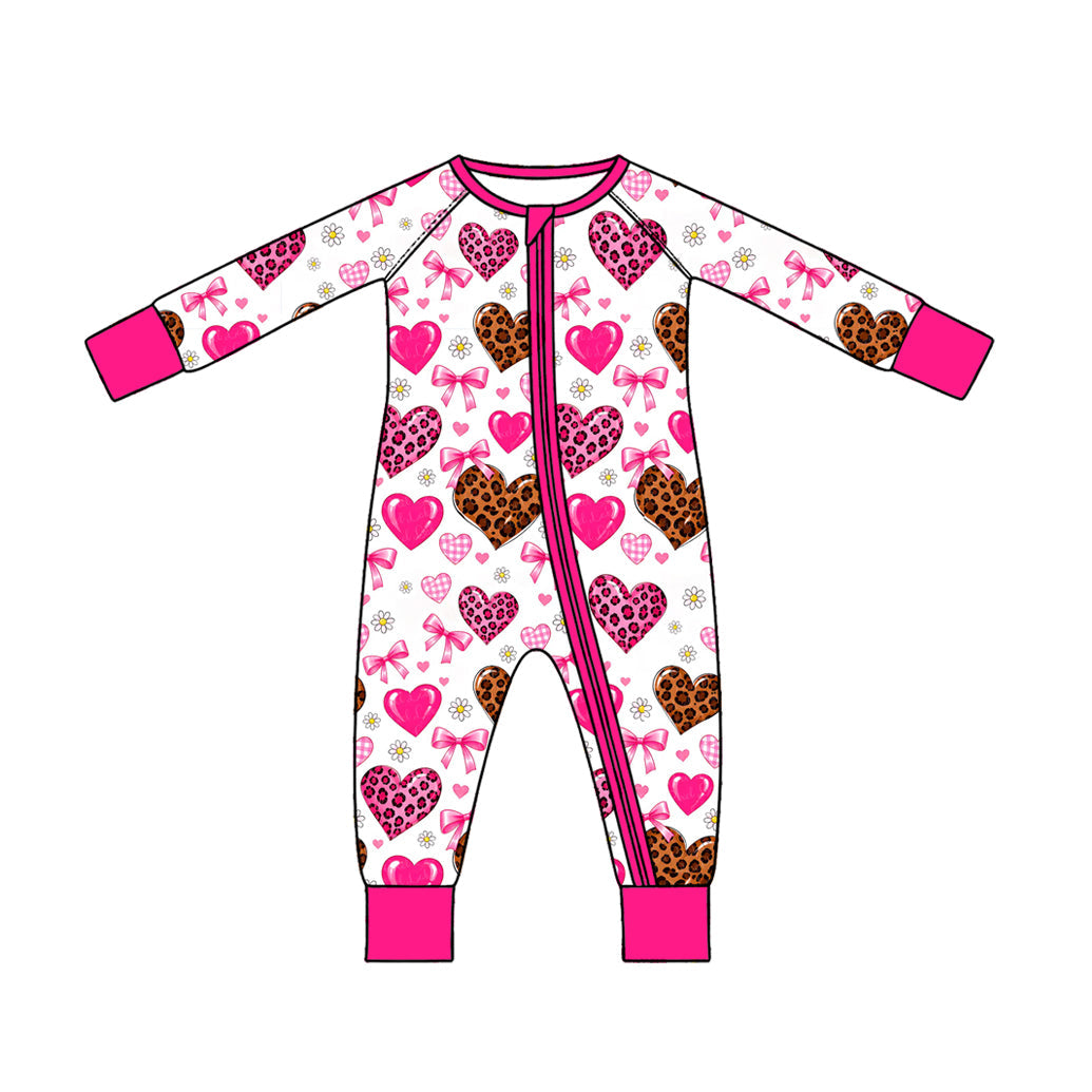 Preorder MOQ 5 pcs Each Style Valentine's Day Love Leopard Bows Rose Red Kids Matching Clothes