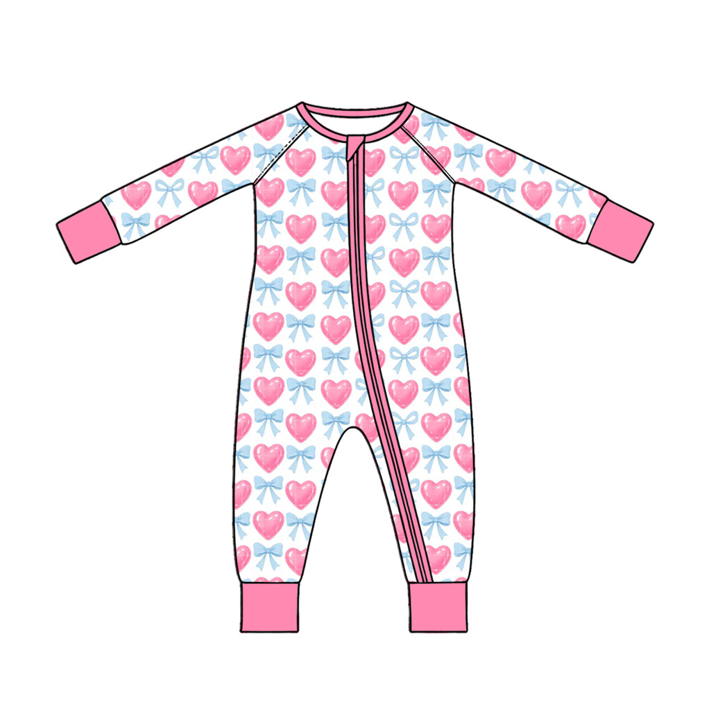 Preorder MOQ 5 pcs Each Style Valentine's Day Love Bows Pink Kids Matching Clothes