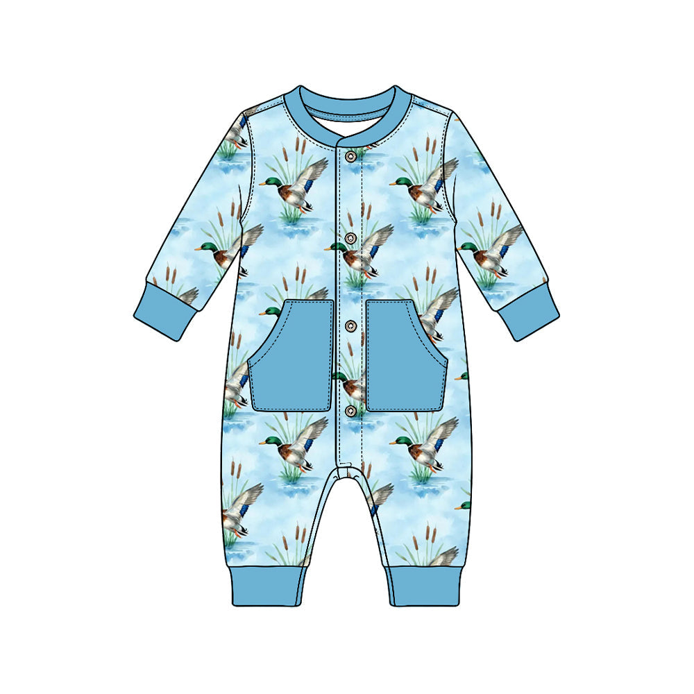 Preorder MOQ 5 pcs Each Style Mallard Ducks Blue Kids Matching Clothes