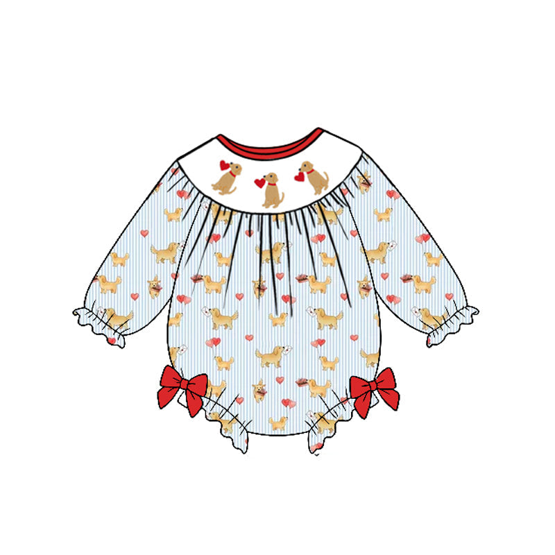 Preorder MOQ 5 pcs Each Style Valentine's Day Puppy Love Stripe Kids Matching Clothes
