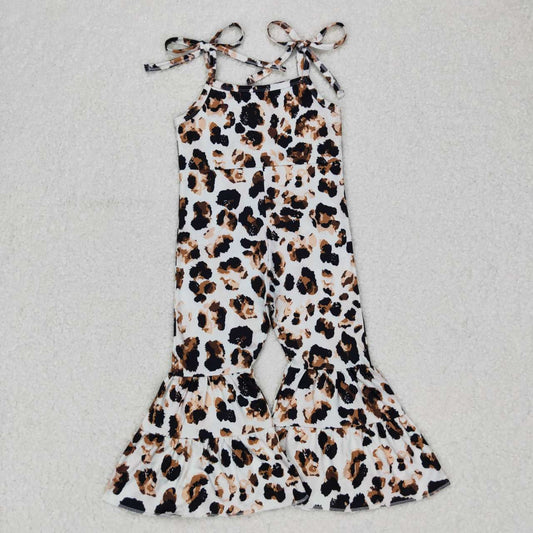 SR0456   Leopard Girls Sleeveless Jumpsuit