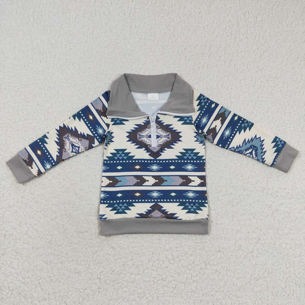 BT0229 Blue Western Winter Boys Long Sleeve Top Collar T-Shirts