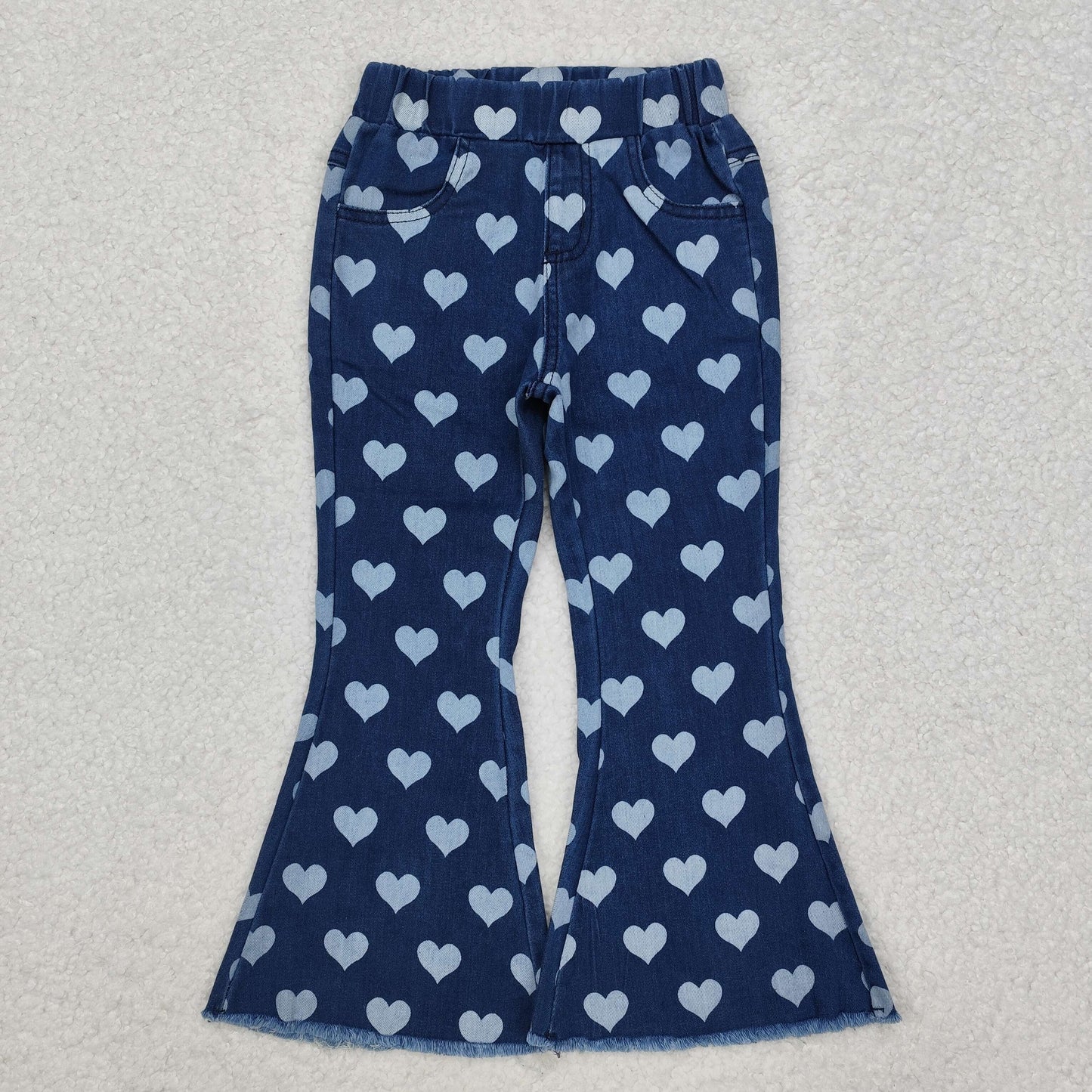 P0333 blue denim pants girls Elastic waist valentines outfit 202412RTS
