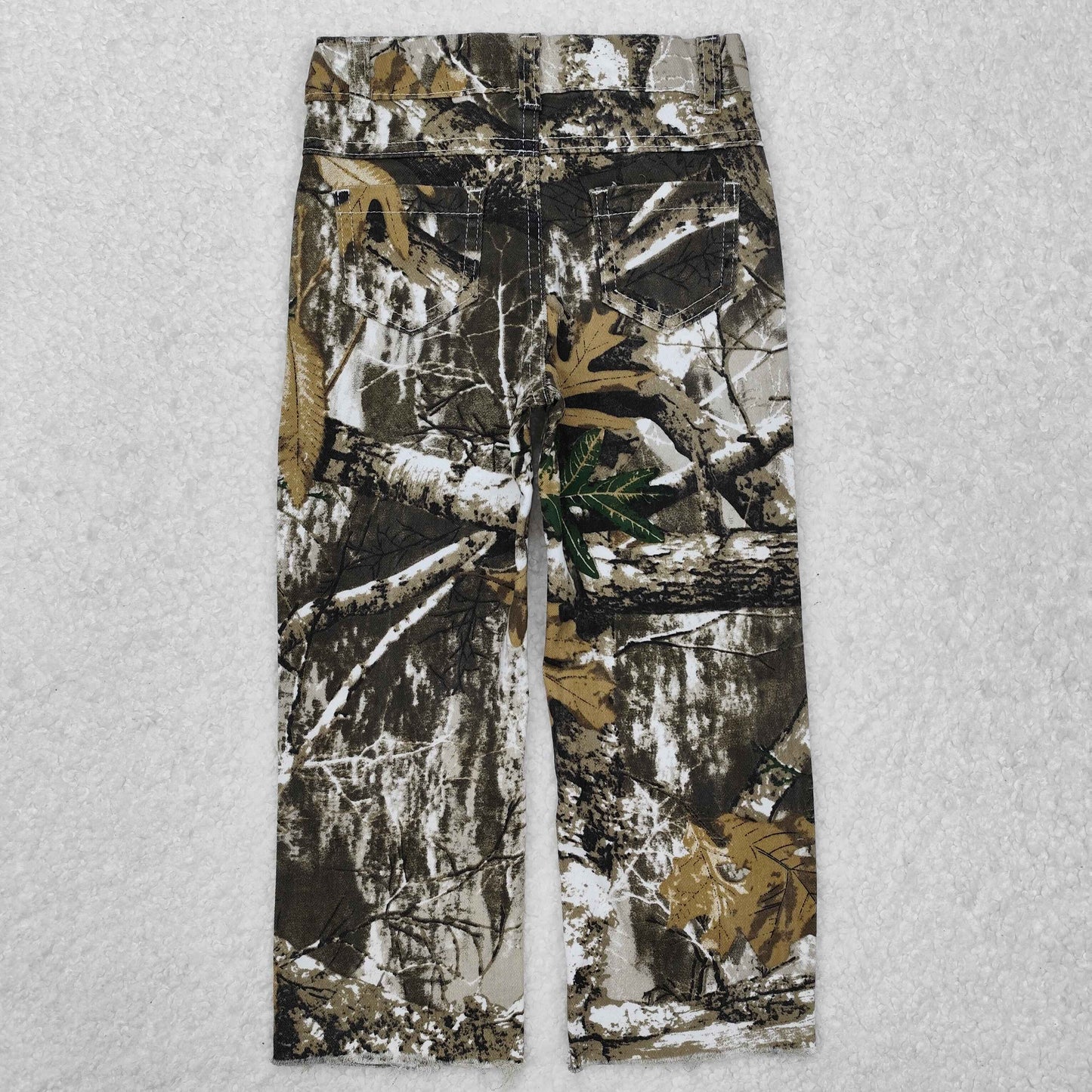P0410 Brown camouflage leaf Girls straight Denim Jeans