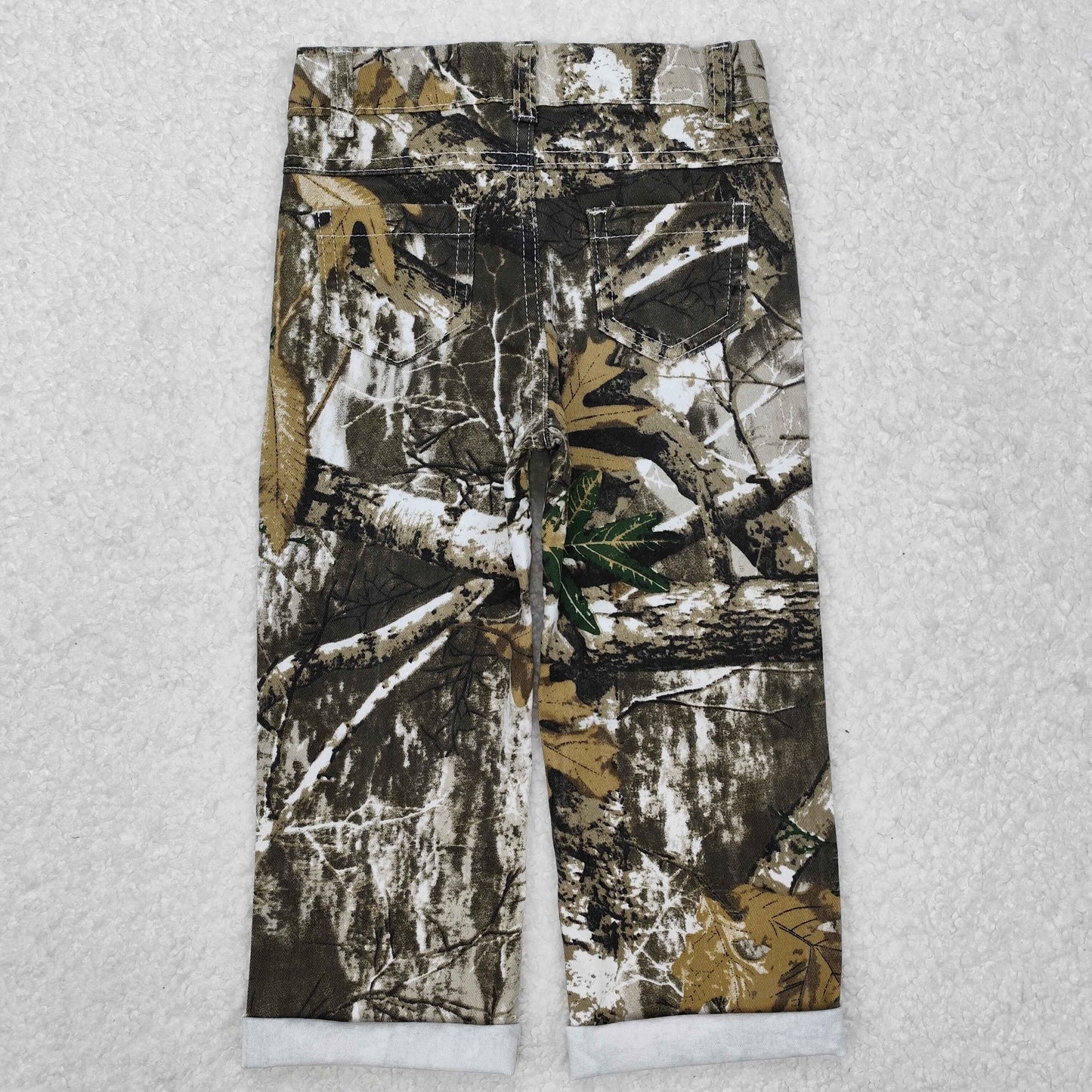 P0410 Brown camouflage leaf Girls straight Denim Jeans