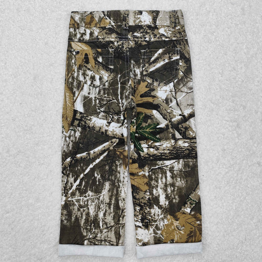 P0410 Brown camouflage leaf Girls straight Denim Jeans