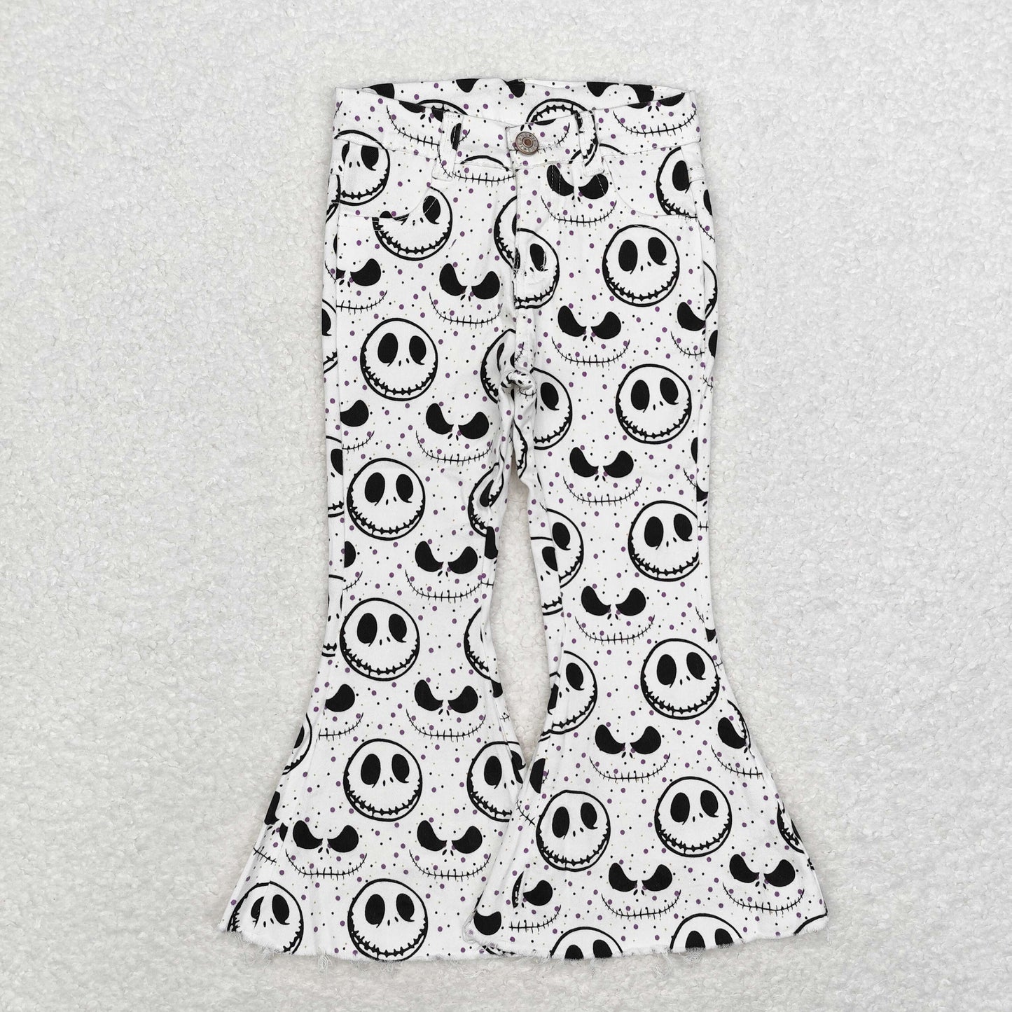 P0488 Christmas Eve Fright Smiley White denim pants High quality