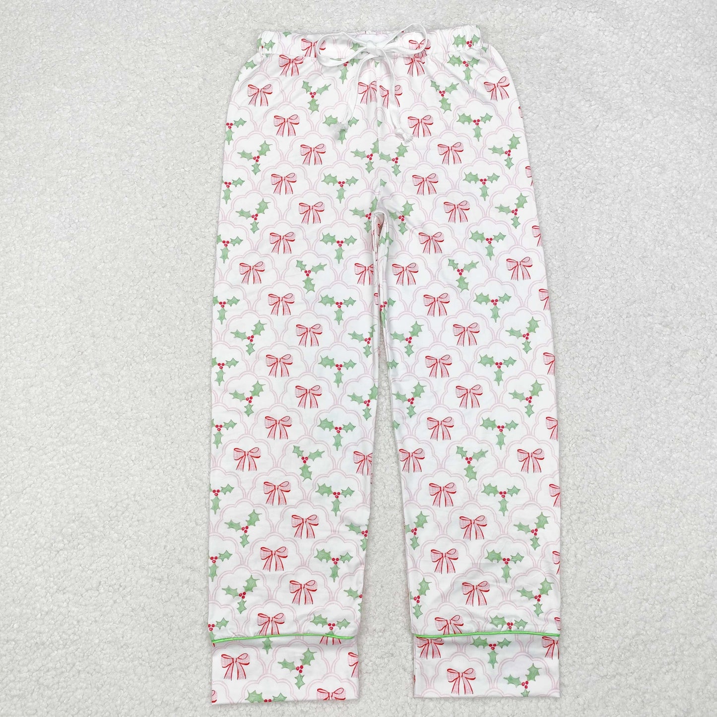 P0545 Adult Female Christmas Tree Bows White Long Pants RTS 202509