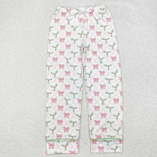 P0545 Adult Female Christmas Tree Bows White Long Pants RTS 202509