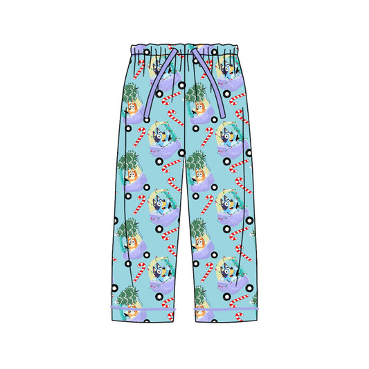 P0565 Adult Female Cartoon Bluey Christmas Tree Blue Long Pants RTS 202509
