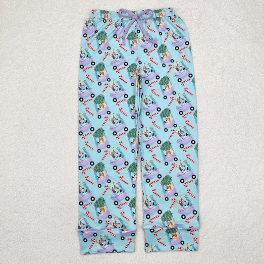 P0565 Adult Female Cartoon Bluey Christmas Tree Blue Long Pants RTS 202509