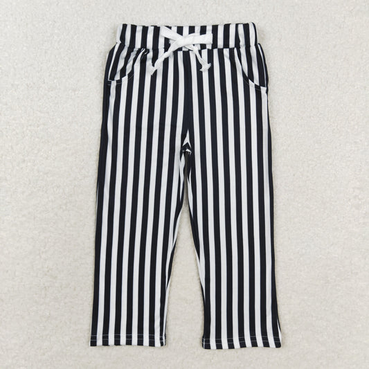 P0588 Black and white striped trousers of high quality